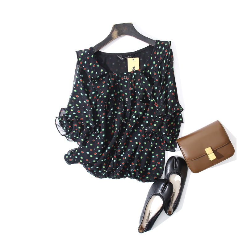  春夏新款女装时尚印花宽松雪纺衫上衣 赫D 2803A