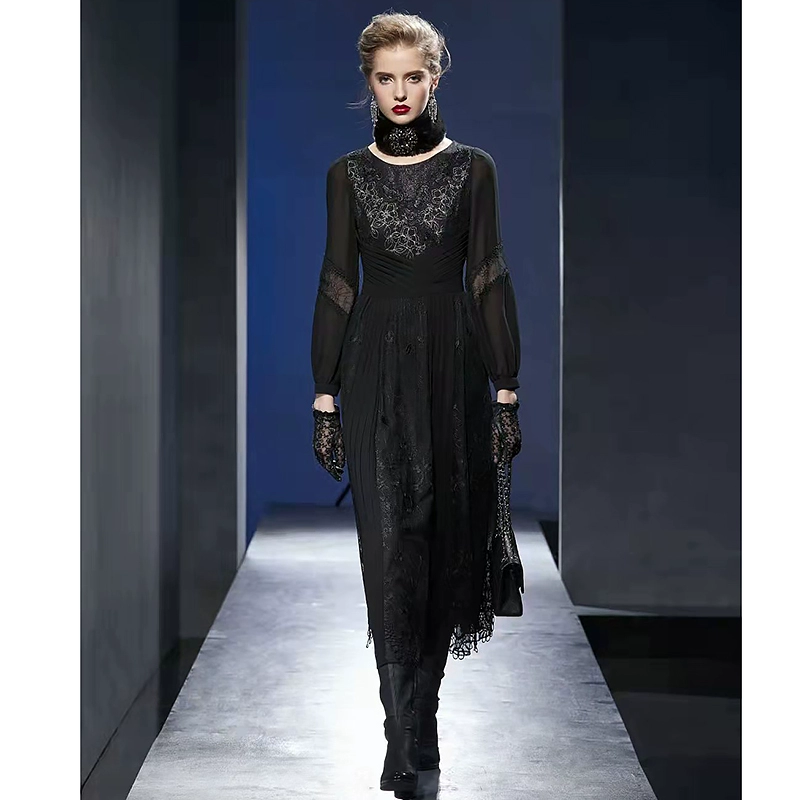  秋冬时尚优雅气质连衣裙 伊8216F