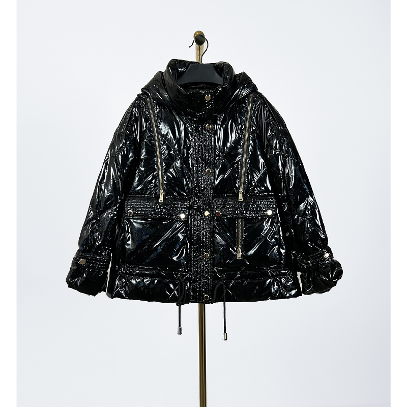 秋冬女新款连帽加厚白鹅绒宽松羽绒服 D66611520