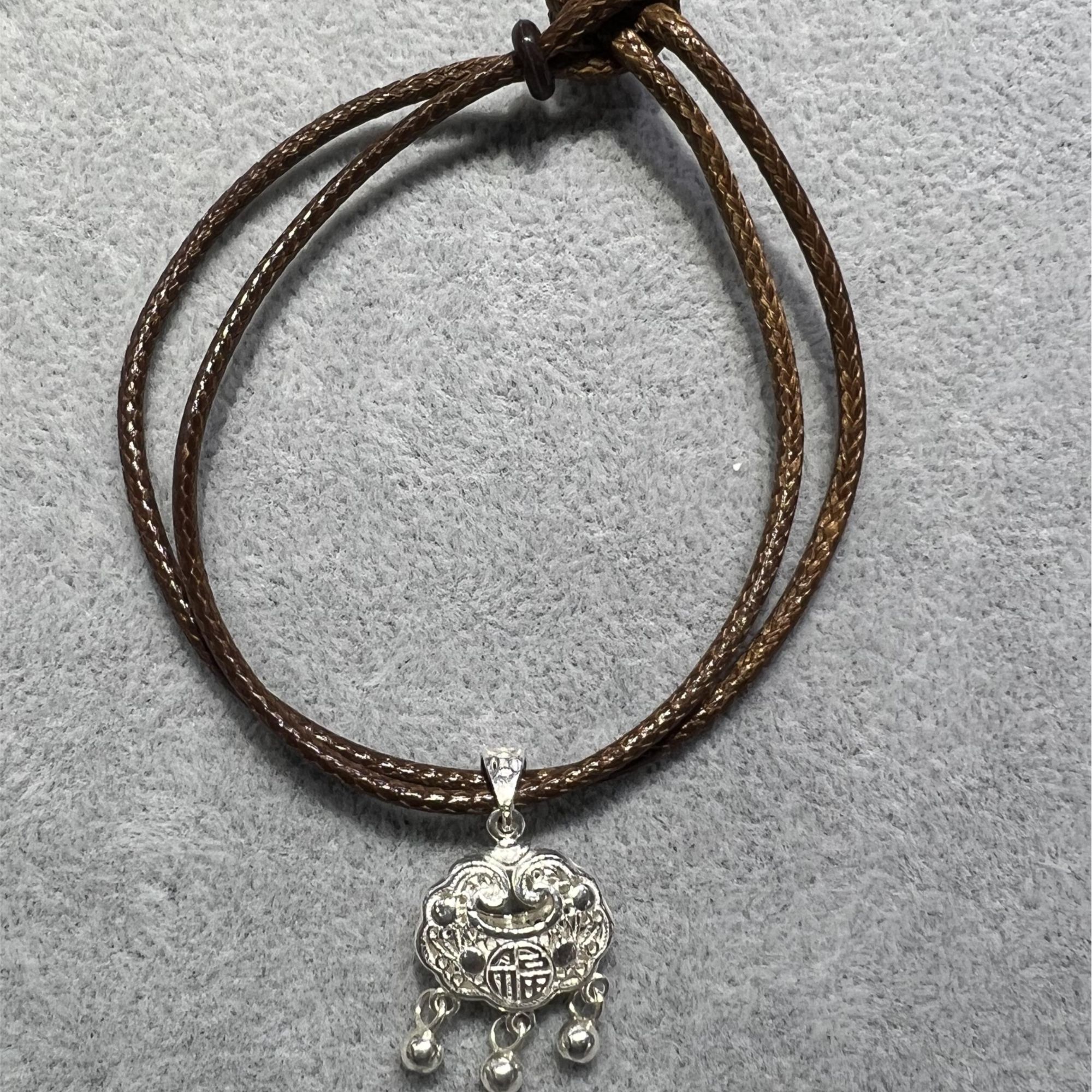 吊坠足银 【阿平专享】足银祥云锁百福锁包吊坠手工（赠绳）PAY051