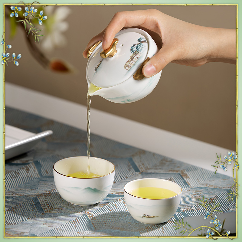 玛戈隆特西湖盛宴青云手工高档4头一壶两杯便携式户外旅行茶具