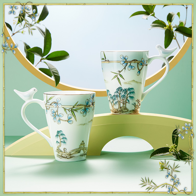 西湖盛宴小鸟对杯 情侣对杯2个装