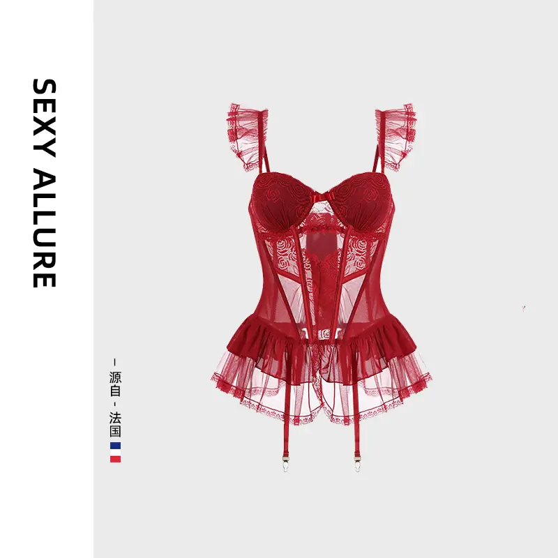 性感禁欲系聚拢带欧美胸垫塑身鱼骨Cosplay女装镂空纯欲