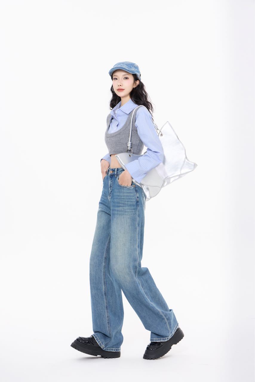 牛仔直筒阔腿裤（下单备注编码）