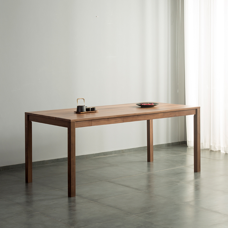 北欧实木餐桌现代简约书桌日式黑胡桃木原木工作台桌子白橡办公桌