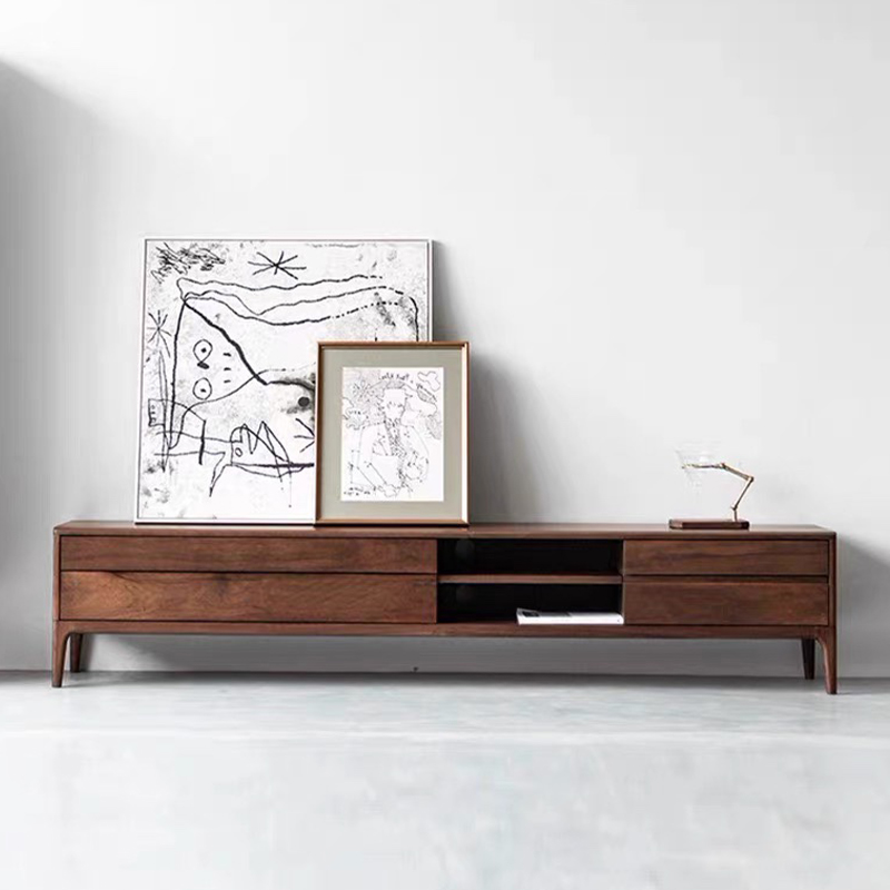 梵怡黑胡桃实木电视柜茶几组合现代简约北欧客厅家具客厅电视柜