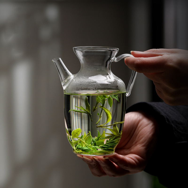 骅锦仿宋茶壶小号茶壶高硼硅执壶内置滤网茶水分离茶具绿茶壶
