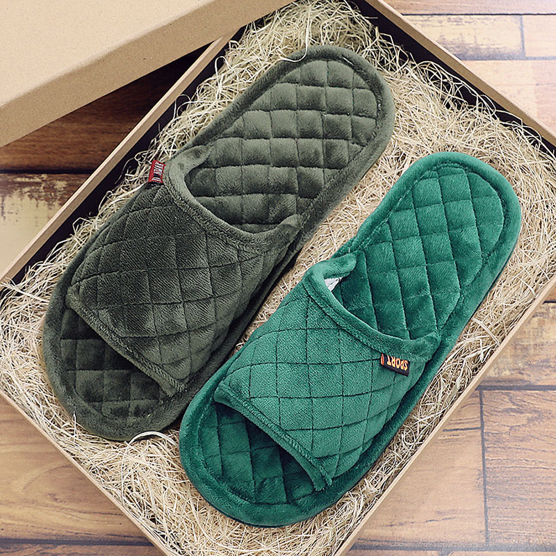 新款秋冬四季室内家用水晶绒毛毛拖鞋不地板静音情侣男女美容院