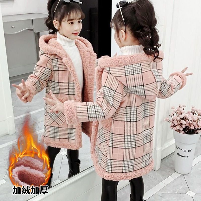 女童秋冬外套2024新款冬季大衣加绒加厚中大女童装小女童