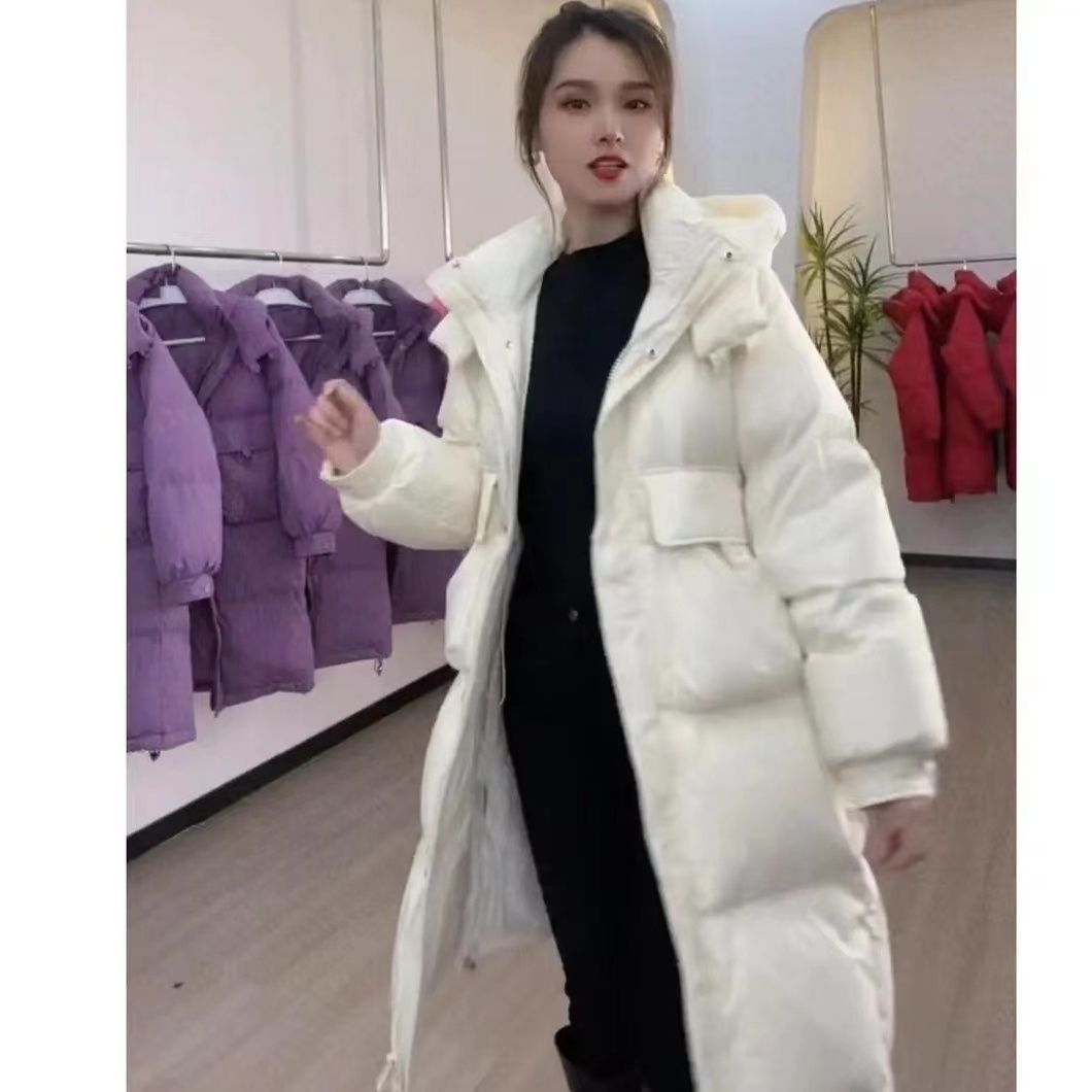 新款羽绒服女中长款白鸭绒过膝系带外套潮牌反季2023新款冬装时尚