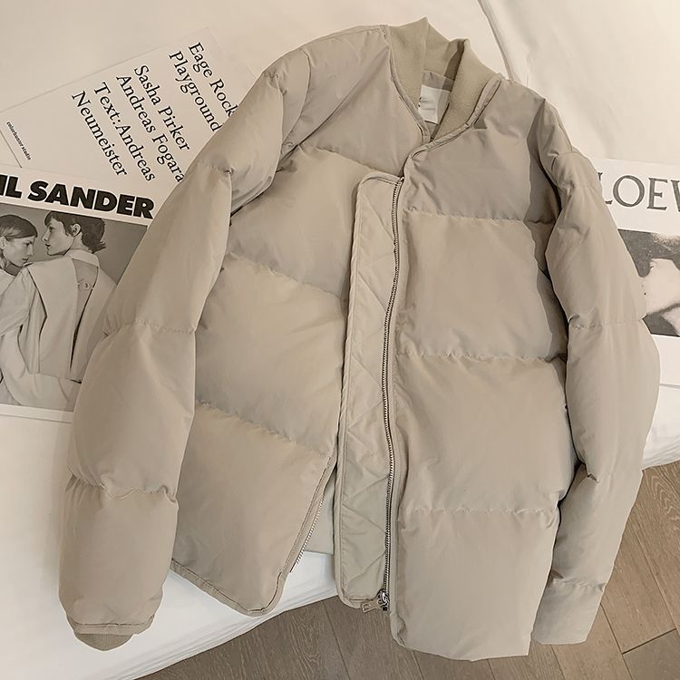 新款灰色羽绒服女短款2023冬季新款韩版宽松面包服外套夹克上衣