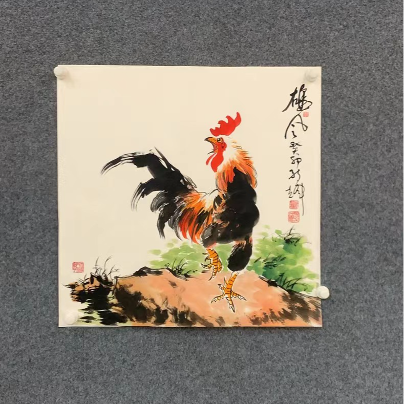 802-颜新辉-68斗方白宣-雄风-现场创作国画作品
