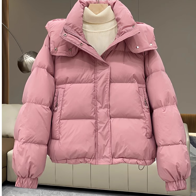 连帽棉服女冬季宽松加厚棉衣外套2025新款韩系时尚短款面包服