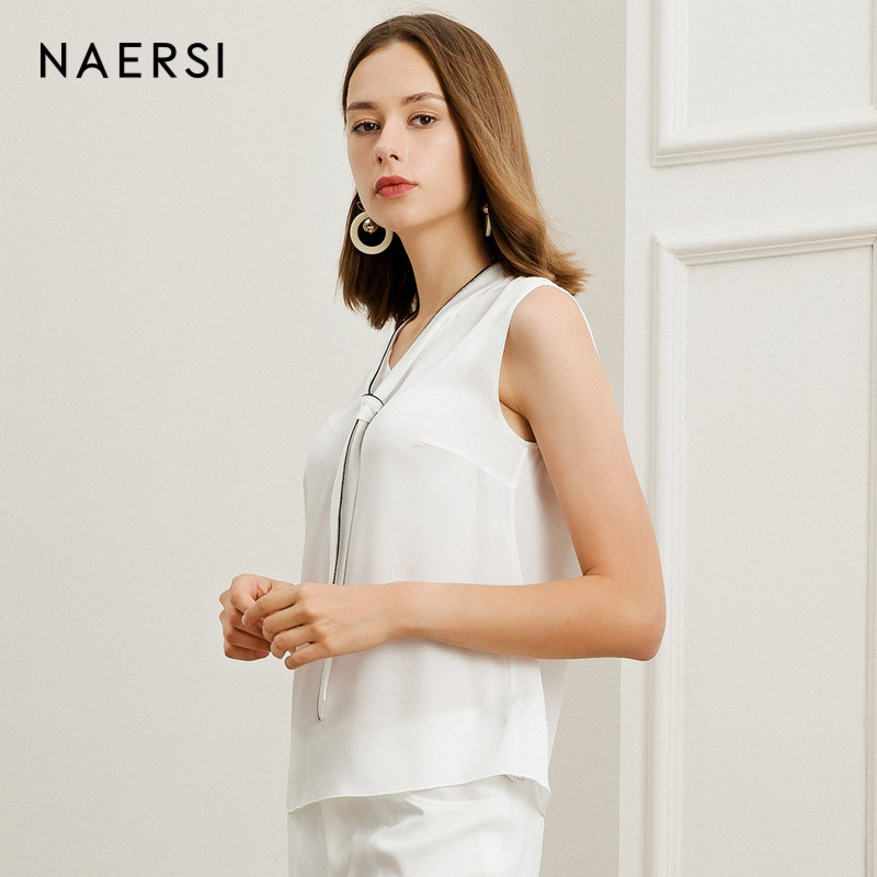 娜尔思背心女气质新品无袖系带修身内搭套头打底上衣NG00174V0