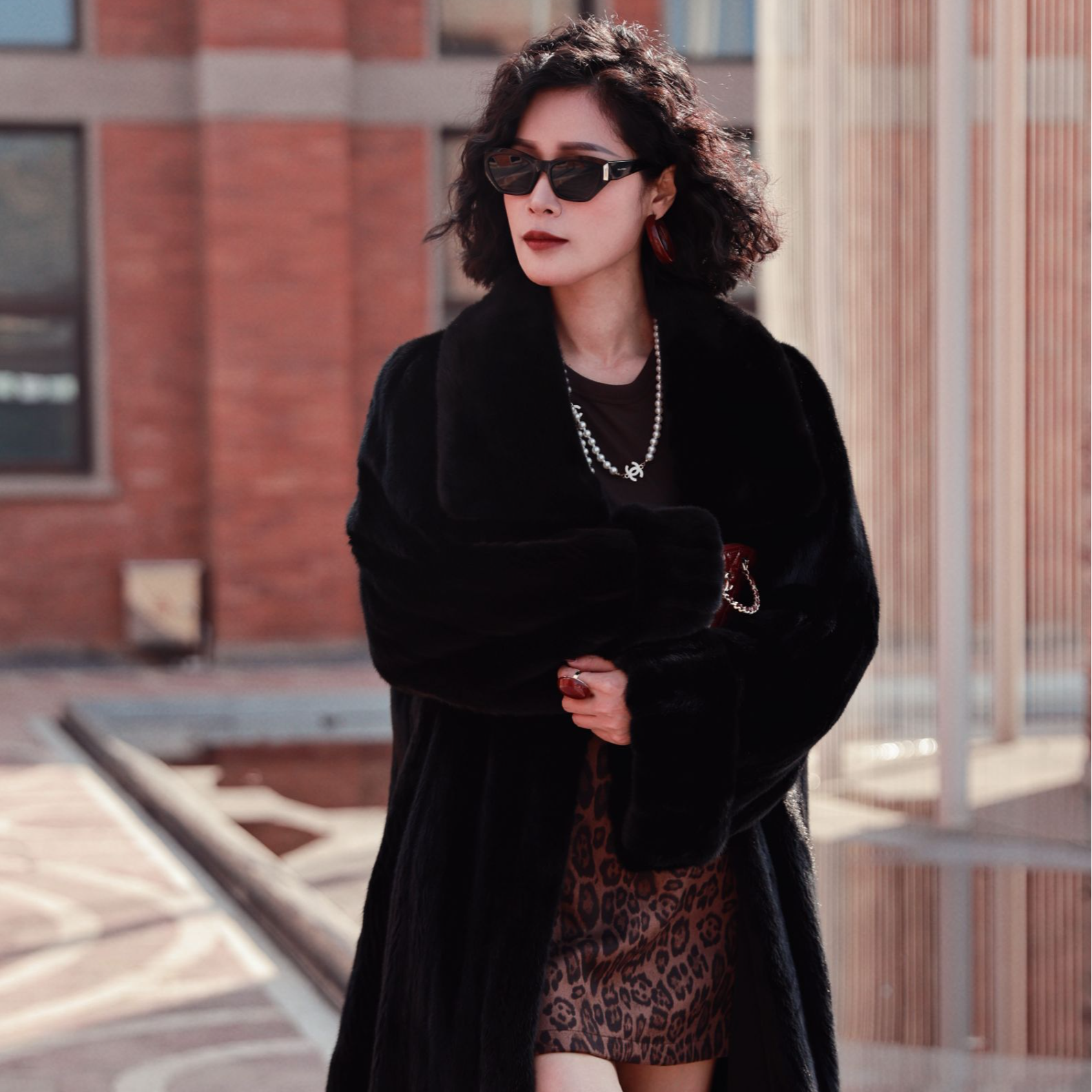 『轻风漫舞』全抽刀｜翻领丹麦黑色短二貂皮长款皮草｜衣长130 挽袖