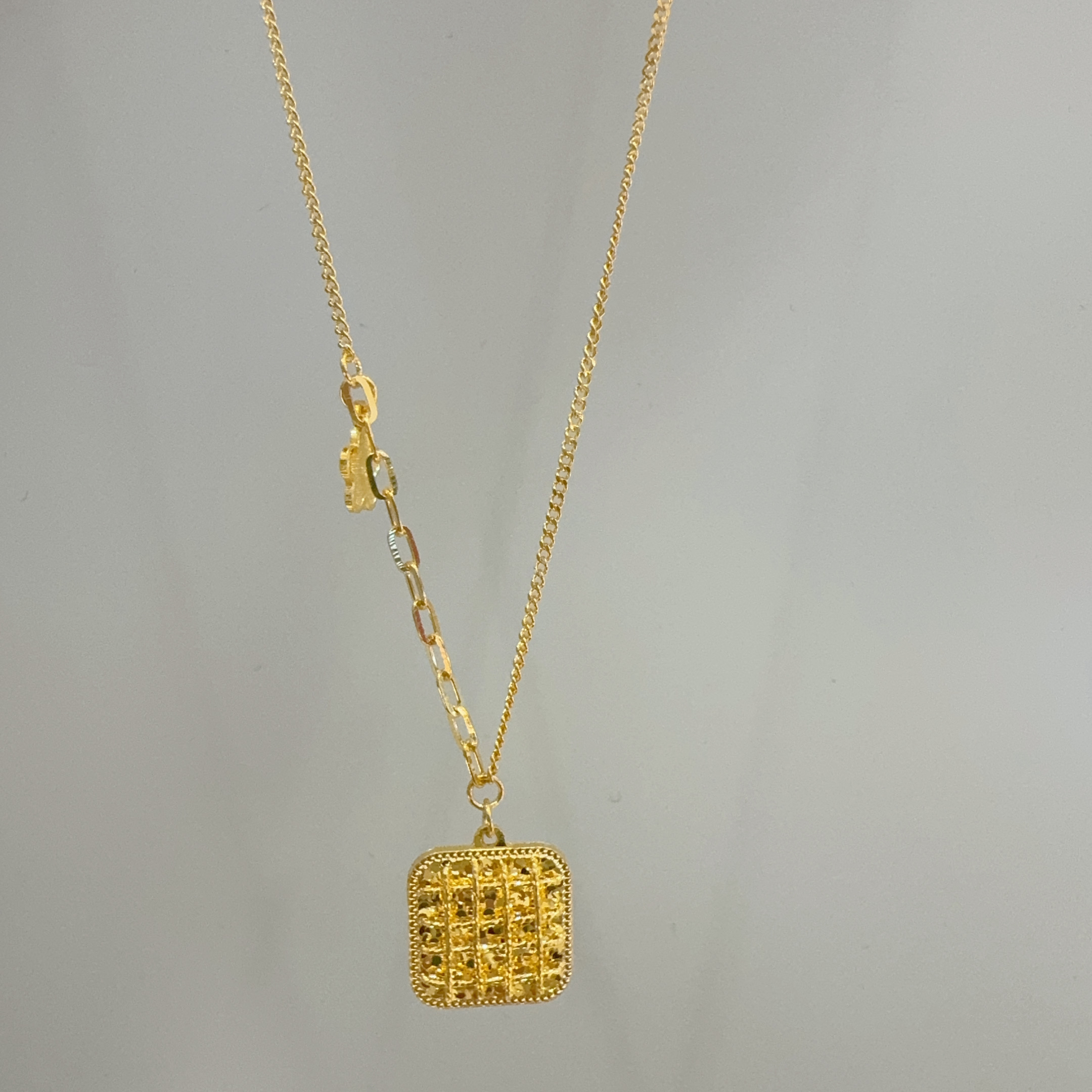 5g足金拉丝方块碎冰冰套链