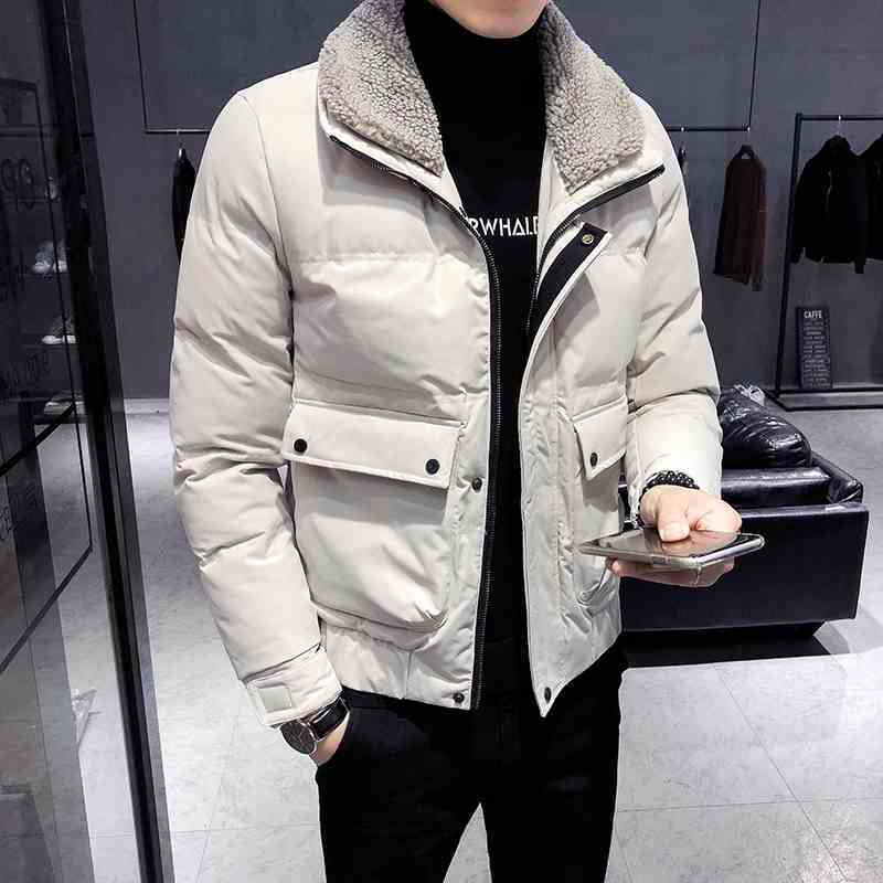 羽绒服男韩版2023新款潮流帅气冬季青年短款百搭加厚翻领外