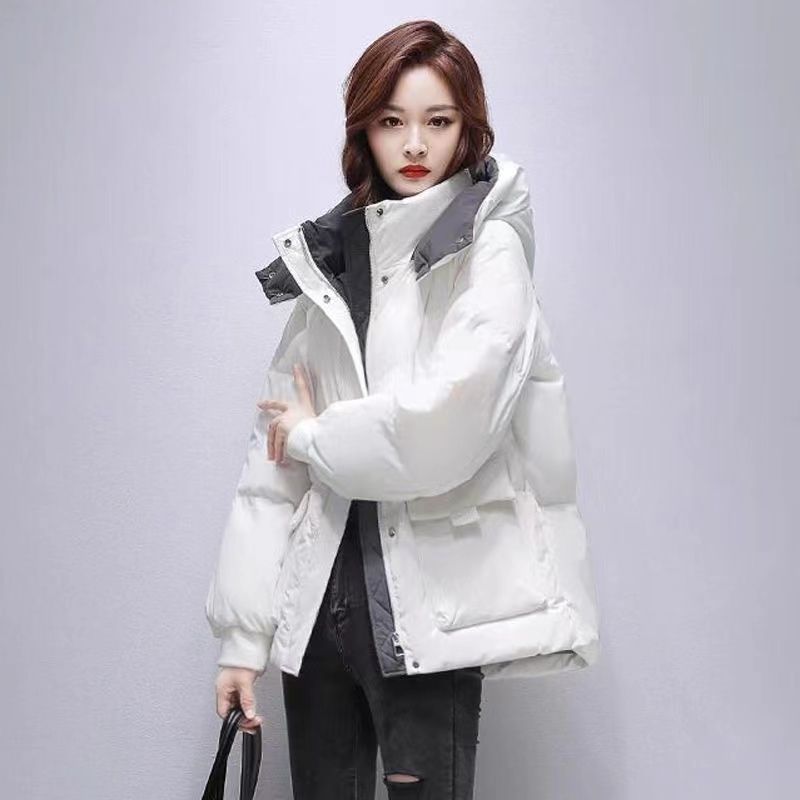 2023冬季新款羽绒服女短款大码宽松连帽棉衣韩版修身显瘦加厚面包