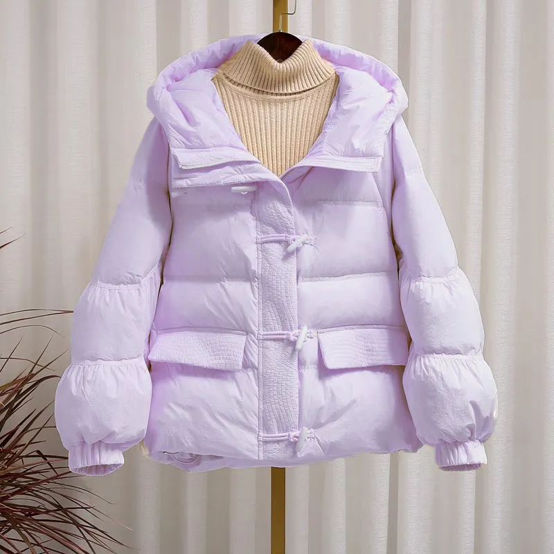 牛角扣服女短款冬季新款韩版宽松显瘦时尚