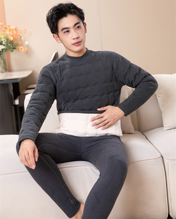 【男款中高领】层加厚一体男士保暖套装
