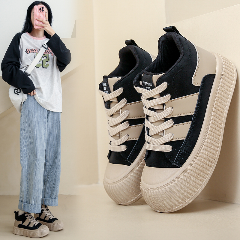 2023冬季新款运动鞋高帮百搭厚底女鞋网红加厚ins饼干鞋MR021//DK