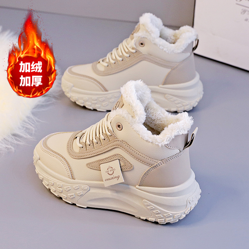 2023年冬季新品加绒保暖厚底高帮女鞋韩版百搭加厚女鞋Q039//RZ