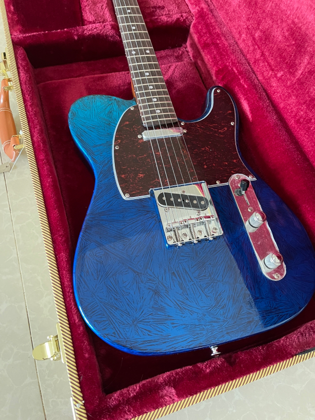 Alan电吉他定制芬达Tele款舒尔琴头冰花油漆