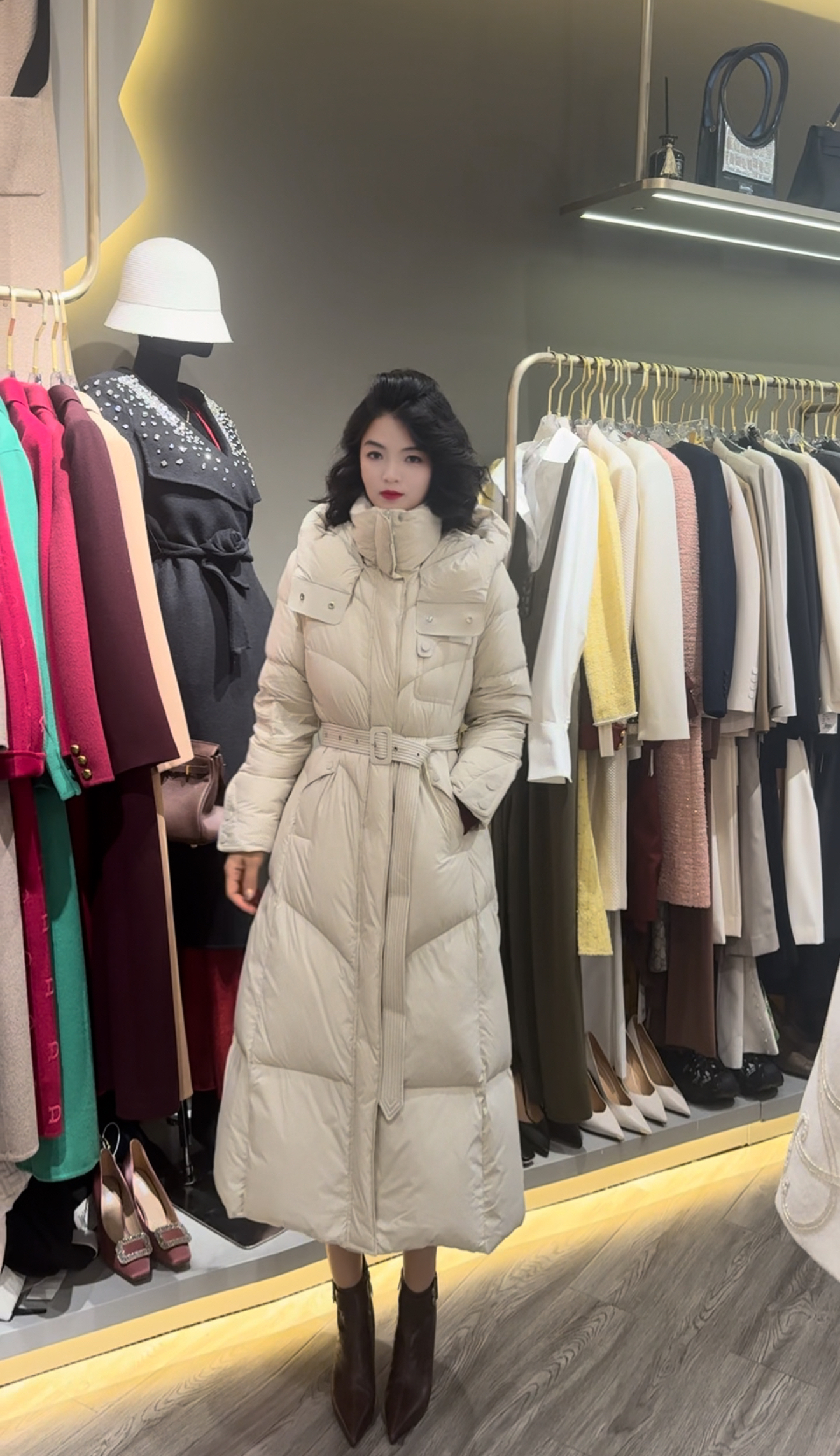 芭乐珂冬季腰带款设计羽绒服1098-1