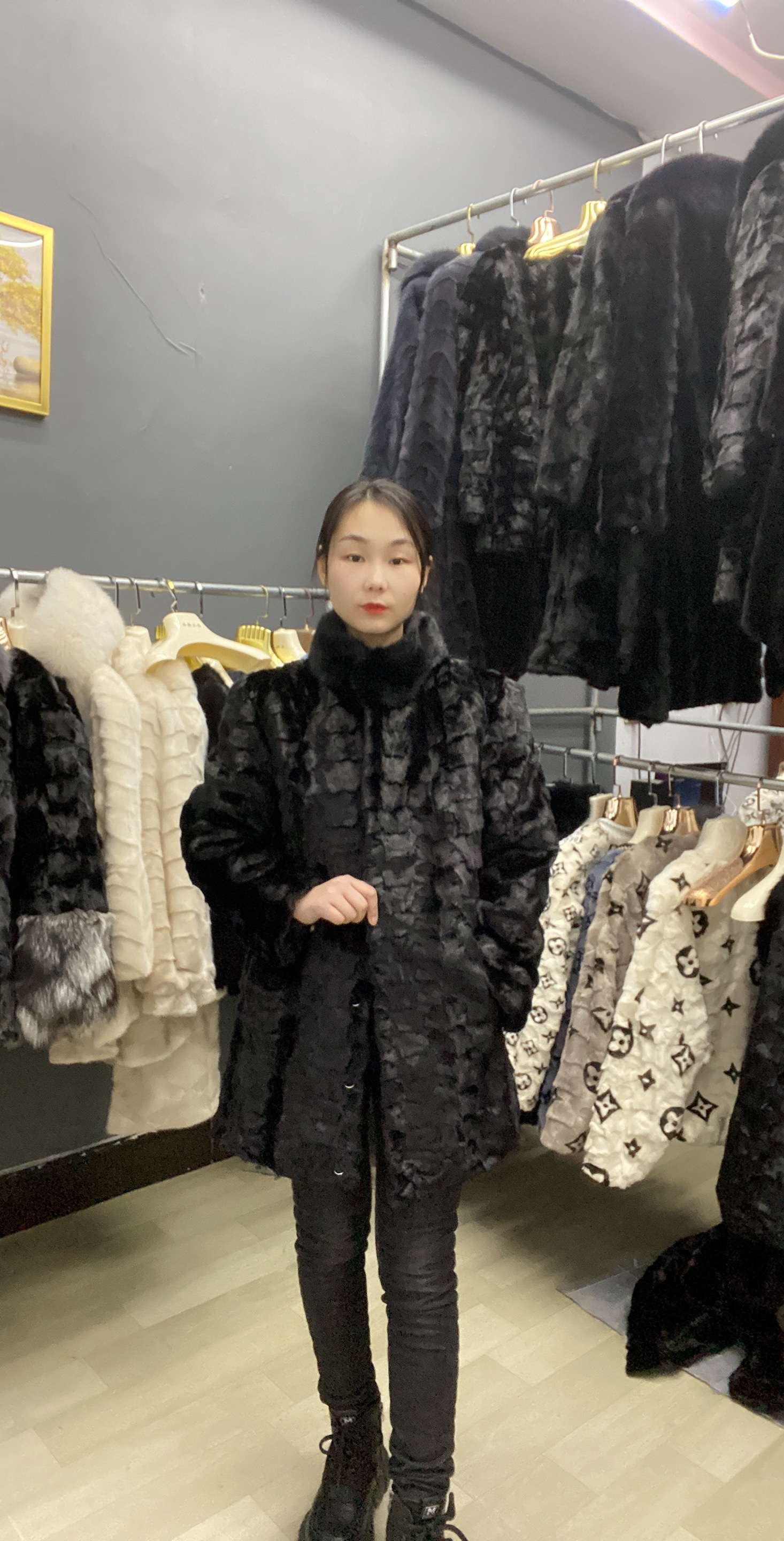 立领中长款女士外套