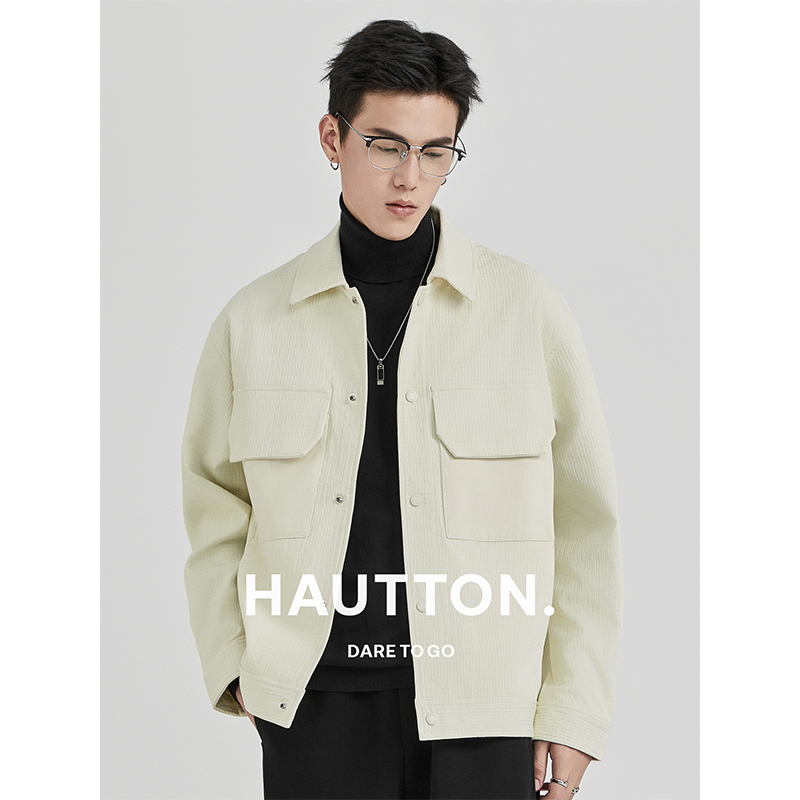 Hautton皓顿男士秋季休闲外套2024新款高级感帅气夹克短款上衣男