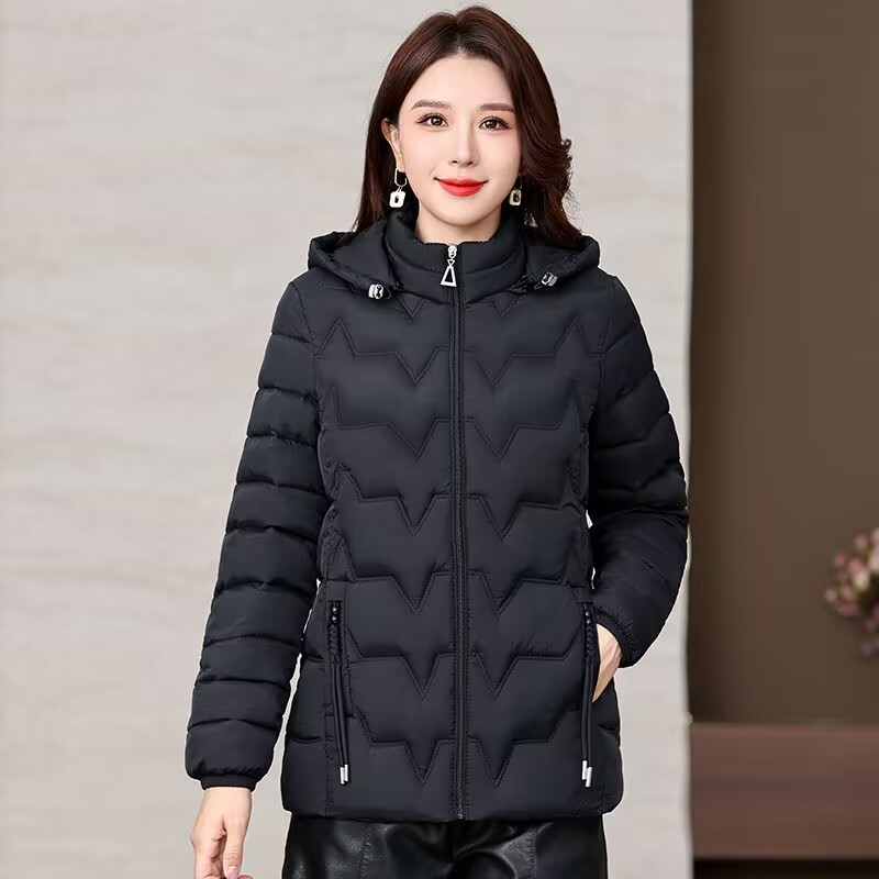 清仓#9866连帽中老年妈妈羽绒棉服女时尚宽松大码棉袄休闲百搭