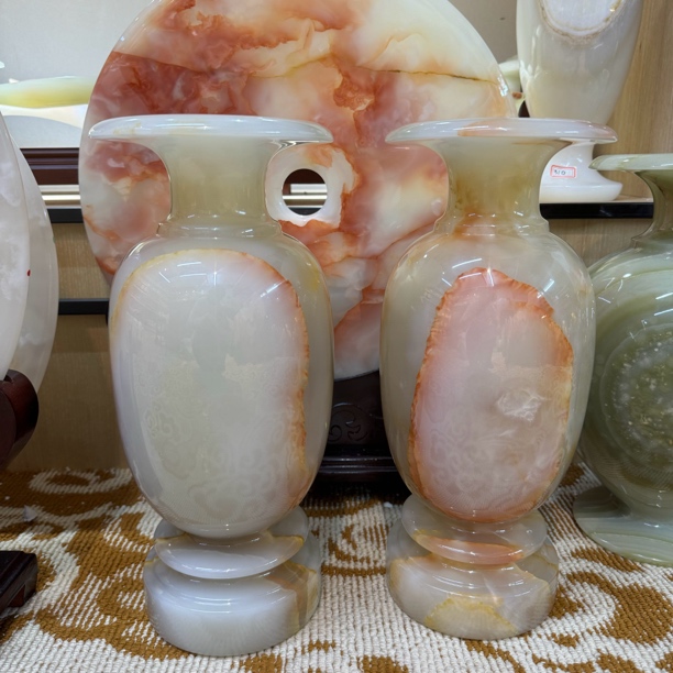 【34*15花瓶新中式家居摆件】具有天然纹路纹理介意慎拍