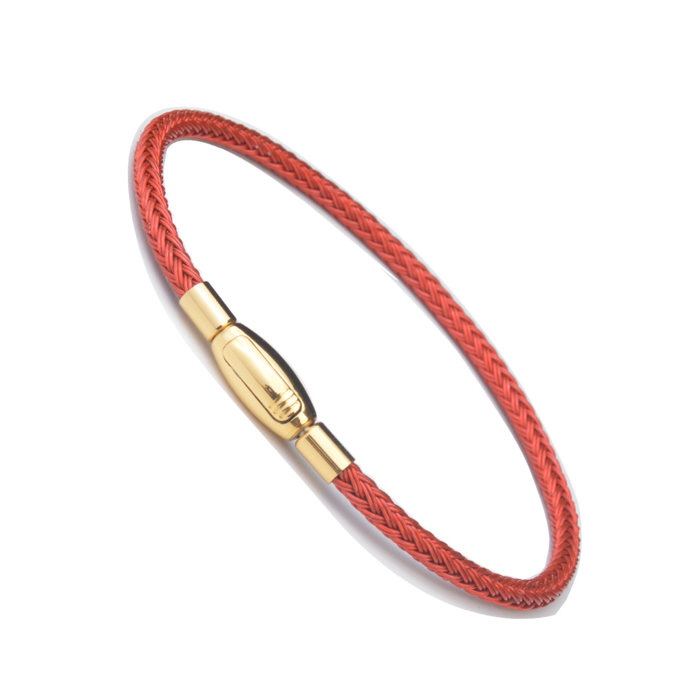 不锈钢手链 穿大孔珠钢丝手绳手链金珠转运珠手环diy绳子红绳