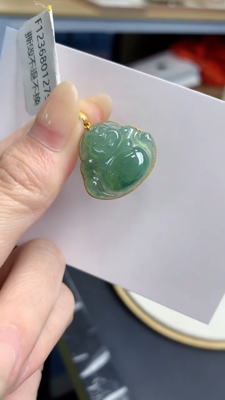 【闪购商品】翡翠颈饰18K金镶嵌 天然翡翠A货322