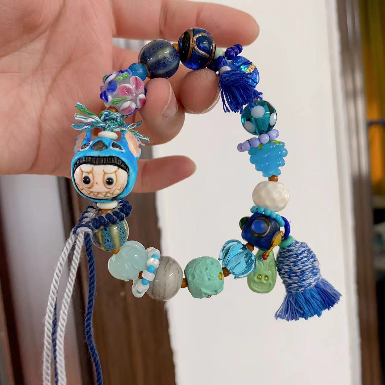 非金属木质手链 史迪仔拉布布手链 蓝色系 