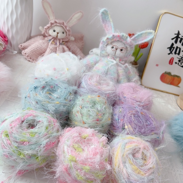 手工编织手混线 特色线棒针钩针diy糖糖兔 围巾豆豆中粗毛线材料