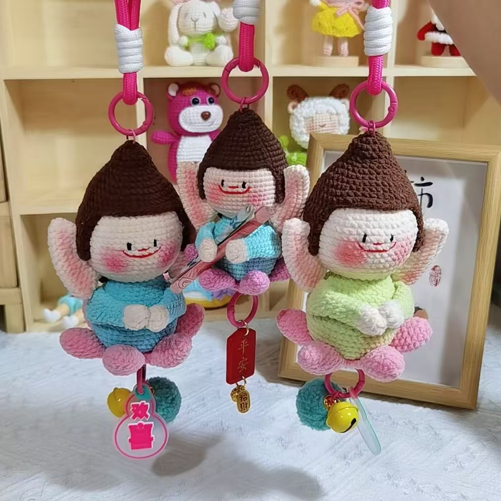 毛线材料包非成品送视频DIY手工钩织佛小伴莲花车挂毛线花饰品