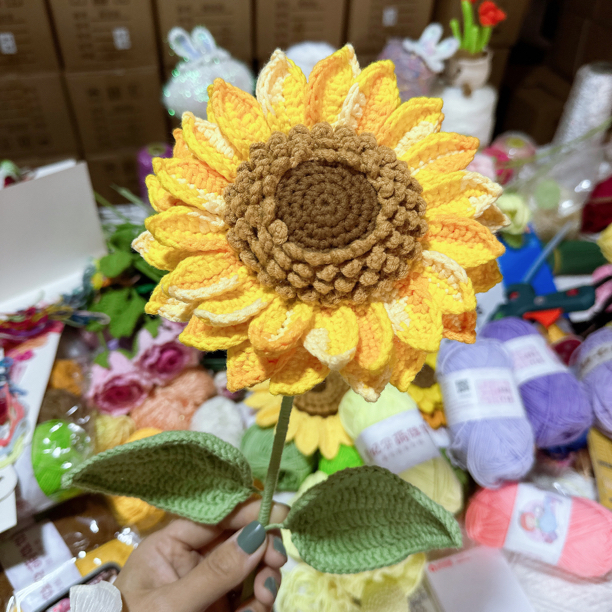 双层带籽向日葵毛线材料包可做2朵左右手工diy直径14-16厘米