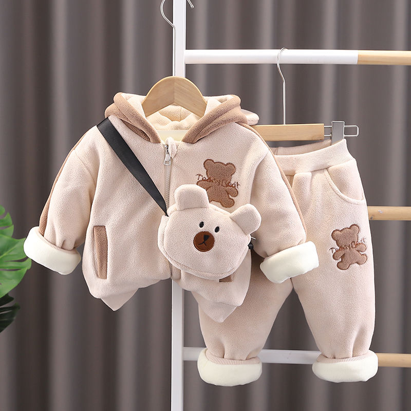 男童冬装套装2023新款婴儿童装洋气男宝宝秋冬季加加厚两件套潮