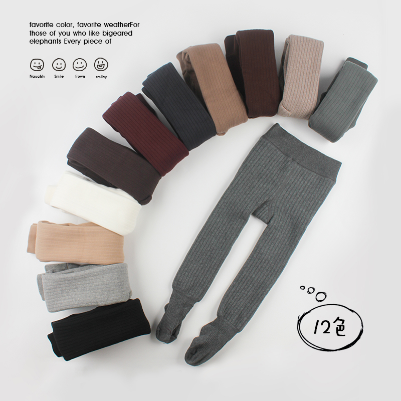 大耳象女童宽条加厚连裤袜2023冬季新款女宝2305017