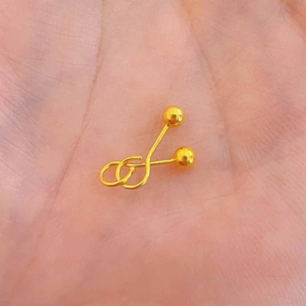 足金豆豆配件亮面弯钩卡3mm