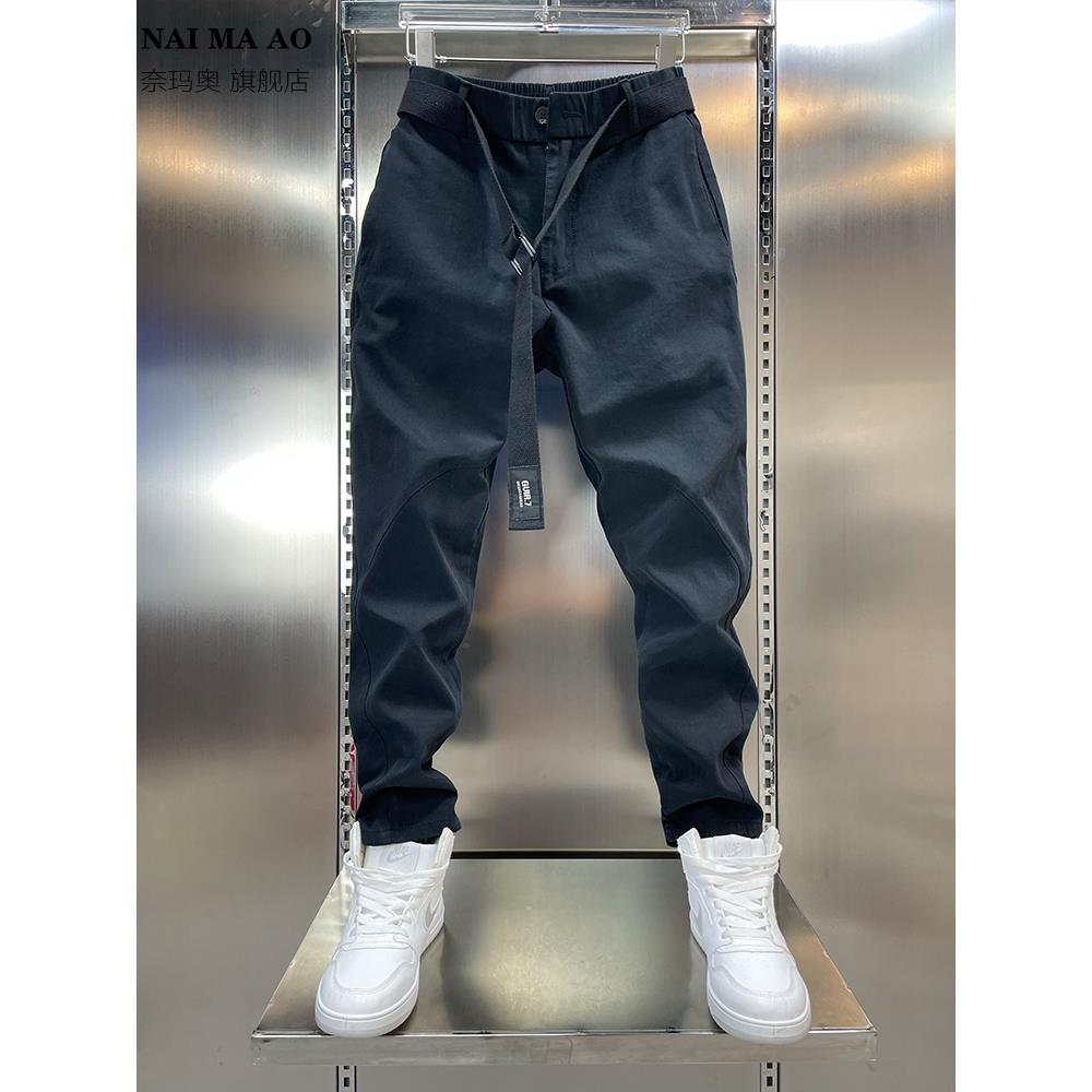 2023秋冬季潮牌工装休闲裤男士宽松直筒加绒加厚百搭运动哈伦裤子