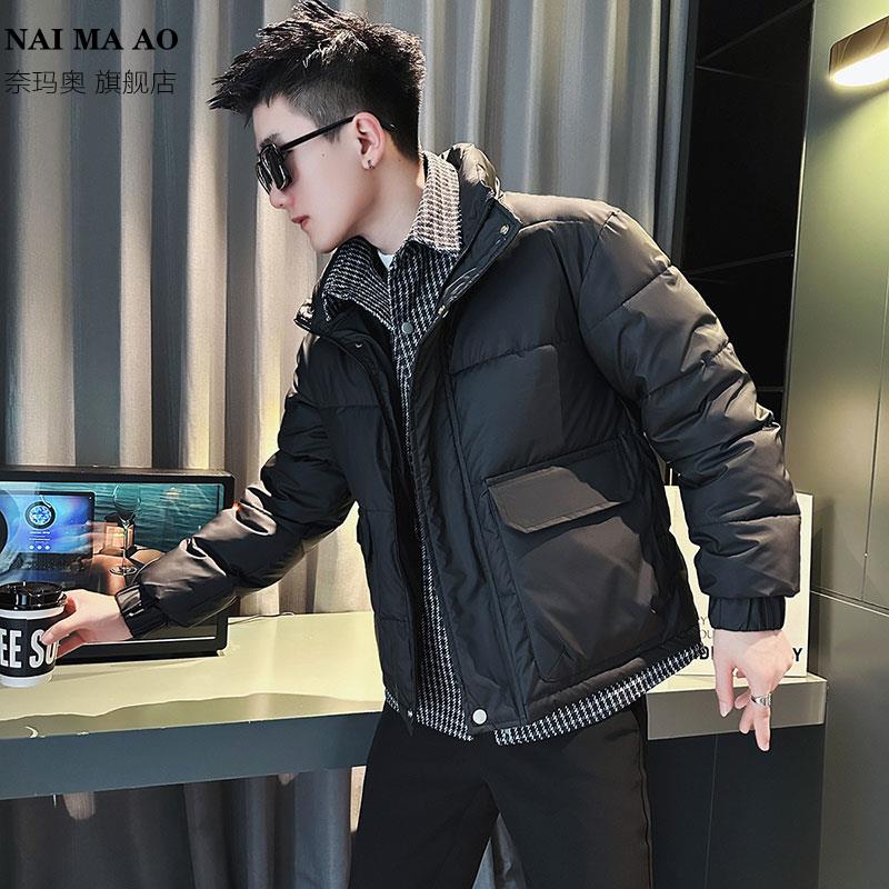 假两件薄棉服男款冬季潮牌男士高端外套新款2023休闲痞帅工装棉衣