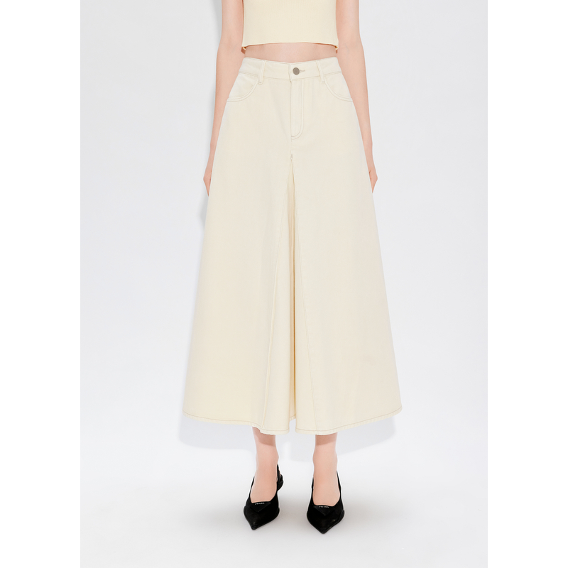 missCOCOON24法式开叉A字大摆牛仔半身裙0207