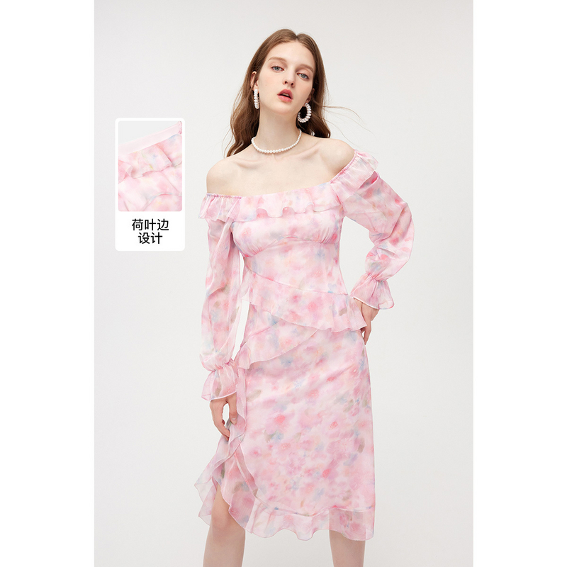 missCOCOON法式裙子木耳边碎花连衣裙0319