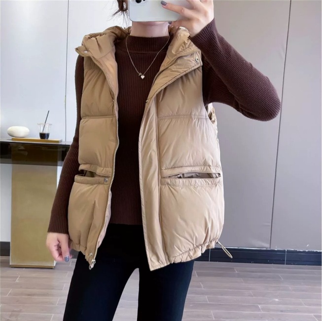 清仓平湖羽绒马甲女款高端女短款连帽羽绒服马夹白鸭绒羽绒背心女