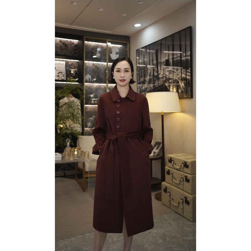 【赞妈甄选】2025秋冬女士含山羊绒大衣轻奢高级显瘦毛呢外套ZM1521
