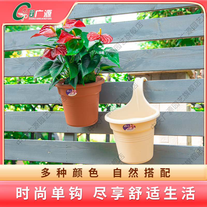 中天广源单钩壁挂树脂花盆抗摔耐造抗晒承重力强有利于植物生长