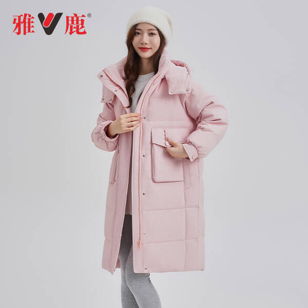 V/雅鹿羽绒服2023女装秋冬新款中长款连帽90白鸭绒时尚休闲X08890