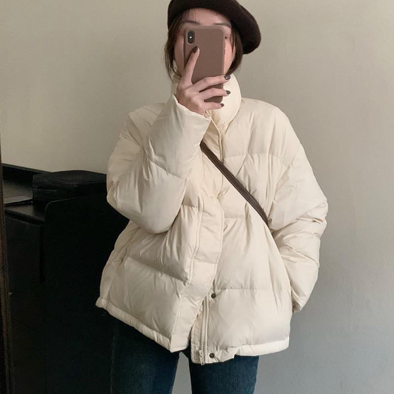 高梵2023年短款白鸭绒羽绒服女面包服韩系宽松显瘦保暖小个子立领
